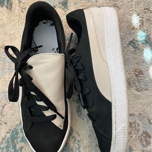 Puma Basket Crush Paris Black Beige Womens Sneakers Size 8.5